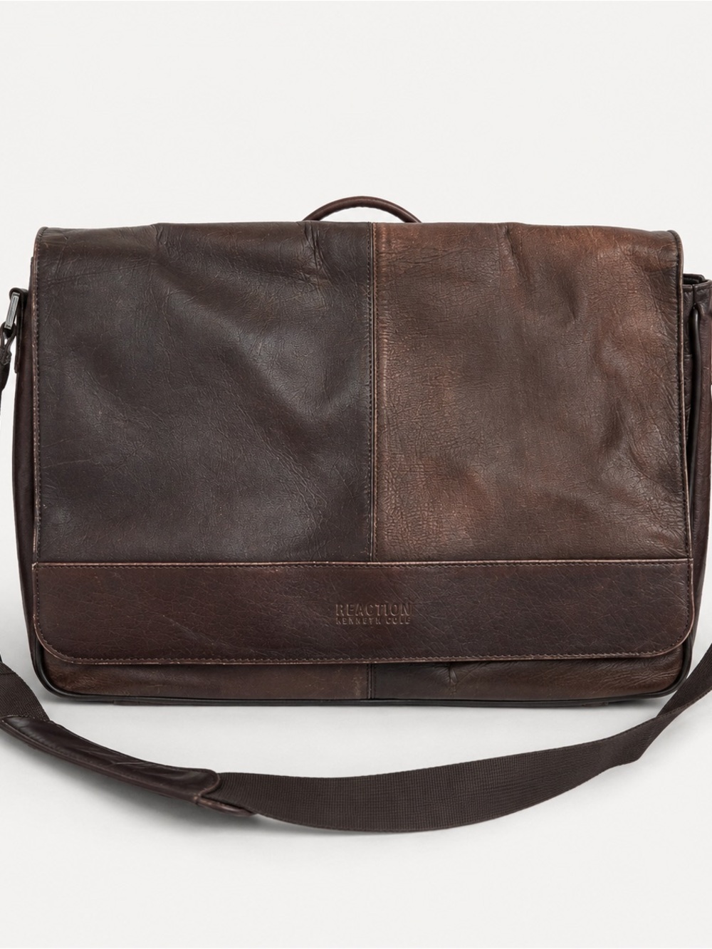 Kenneth Cole Leather Laptop Messenger Bag - Brown |